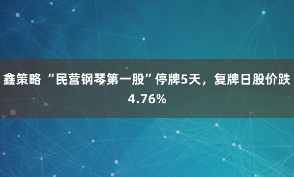 鑫策略 “民营钢琴第一股”停牌5天，复牌日股价跌4.76%