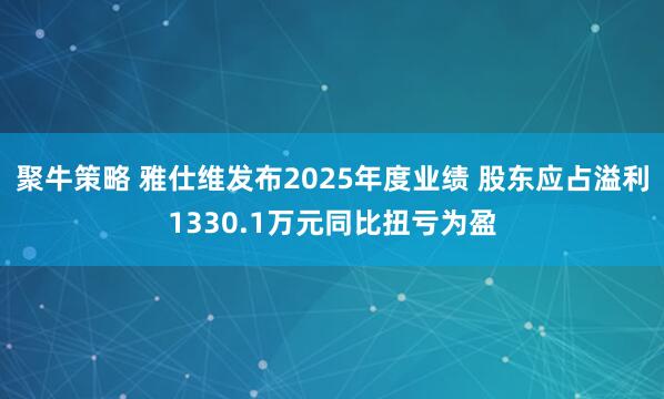 聚牛策略 雅仕维发布2025年度业绩 股东应占溢利1330.1万元同比扭亏为盈
